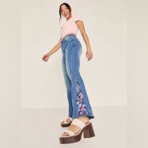 harper heritage high rise flare embroidered jeans Size 28